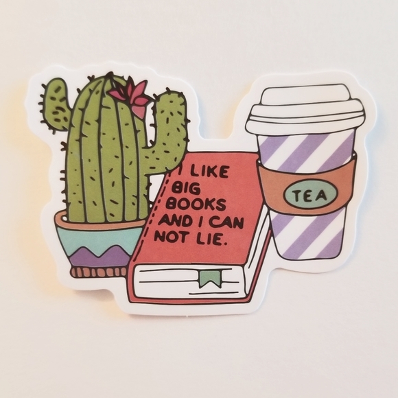 10/$10 Book, Tea & Cactus Sticker - Picture 1 of 1